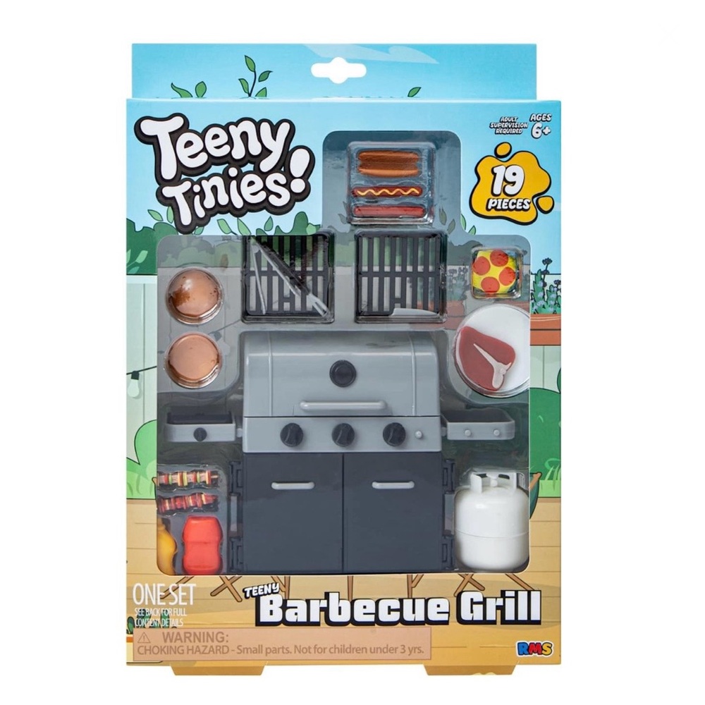 🥩 Barbecue Teeny Tinies grill set NIP bbq HTF dollhouse steak burger plate BBQ